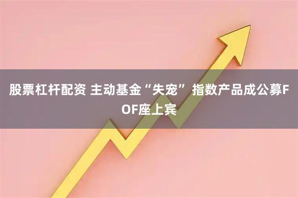 股票杠杆配资 主动基金“失宠” 指数产品成公募FOF座上宾
